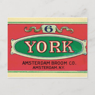 Carte Postale Amsterdam Broom Company New York NY Étiquette Vint