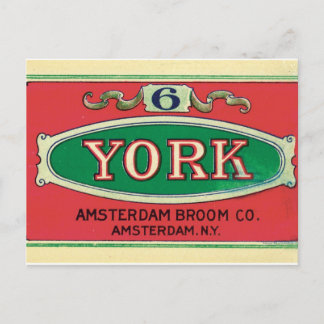 Carte Postale Amsterdam Broom Company New York NY Étiquette Vint