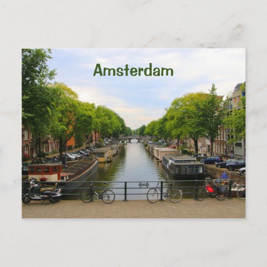 Carte Postale Amsterdam : Canal, ponts, vélos, bateaux, Hollande (Devant)
