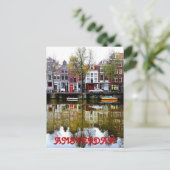 Carte Postale Amsterdam Canal Rainy Spring Day (Debout devant)