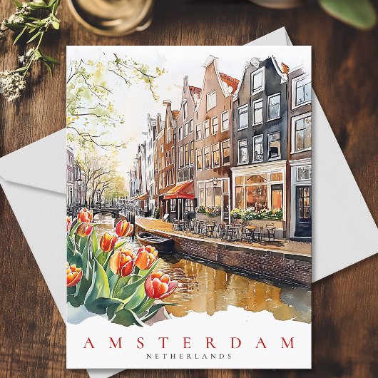 Carte Postale Amsterdam Canal Spring Time Waterton Travel