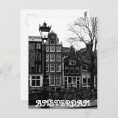 Carte Postale Amsterdam Canal Vélo noir et blanc (Devant / Derrière)