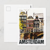 Carte Postale Amsterdam City Streets Vintage voyage Poste (Devant / Derrière)