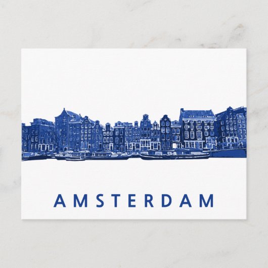 Carte Postale Amsterdam dans le style bleu de Delft (Devant)