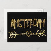 Carte Postale Amsterdam Dutch Love Elegant Black Gold Typographi (Devant / Derrière)