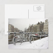 Carte Postale Amsterdam en hiver dans Pays-Bas (Devant / Derrière)