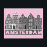 Carte Postale Amsterdam Holland Canal Maisons Voyage Black Site<br><div class="desc">Envoyez un message avec cette douce carte postale d'art motif à Amsterdam.Vous pouvez le customiser et le modifier ou ajouter du texte. Ajoutez votre propre texte à l'arrière. Consultez ma boutique pour plus de couleurs et de motifs ! Et plus d'articles assortis comme des totes, des autocollants, des magnets, des...</div>