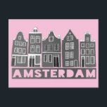 Carte Postale Amsterdam Holland Canal Maisons Voyage Black Site<br><div class="desc">Envoyez un message avec cette douce carte postale d'art motif à Amsterdam.Vous pouvez le customiser et le modifier ou ajouter du texte. Ajoutez votre propre texte à l'arrière. Consultez ma boutique pour plus de couleurs et de motifs ! Et plus d'articles assortis comme des totes, des autocollants, des magnets, des...</div>
