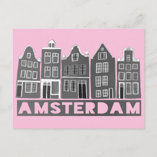 Carte Postale Amsterdam Holland Canal Maisons Voyage Black Site