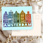 Carte Postale Amsterdam Holland Canal Maisons Voyage Coloré<br><div class="desc">Envoyez un message avec cette douce carte postale d'art motif à Amsterdam.Vous pouvez le customiser et le modifier ou ajouter du texte. Ajoutez votre propre texte à l'arrière. Consultez ma boutique pour plus de couleurs et de motifs ! Et plus d'articles assortis comme des totes, des autocollants, des magnets, des...</div>