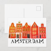 Carte Postale Amsterdam Holland Canal Maisons Voyage Europe (Devant / Derrière)