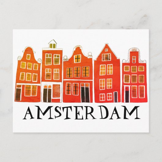 Carte Postale Amsterdam Holland Canal Maisons Voyage Europe (Devant)