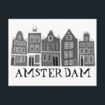 Carte Postale Amsterdam Holland Canal Maisons Voyage mignon<br><div class="desc">Envoyez un message avec cette douce carte postale d'art motif à Amsterdam.Vous pouvez le customiser et le modifier ou ajouter du texte. Ajoutez votre propre texte à l'arrière. Consultez ma boutique pour plus de couleurs et de motifs ! Et plus d'articles assortis comme des totes, des autocollants, des magnets, des...</div>