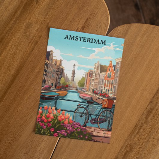 Carte Postale Amsterdam Holland Canal View