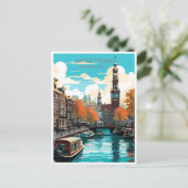 Carte Postale Amsterdam Holland Pays-Bas Vintage néerlandais (Debout devant)