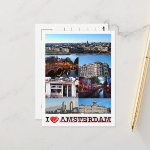 Carte Postale Amsterdam - Hollande - I Love -