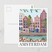 Carte Postale Amsterdam Lakeside Town View Illustration de voyag (Devant / Derrière)