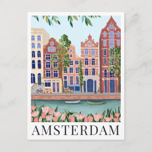 Carte Postale Amsterdam Lakeside Town View Illustration de voyag