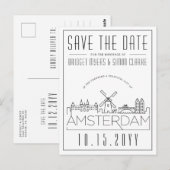 Carte Postale Amsterdam | Lignes de l'horizon stylisées Enregist (Devant / Derrière)