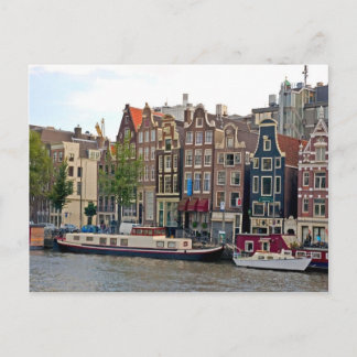 Carte Postale Amsterdam, maisons au bord du canal