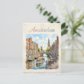Carte Postale Amsterdam Pays-Bas aquarelle (Debout devant)