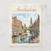 Carte Postale Amsterdam Pays-Bas aquarelle (Devant)