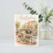 Carte Postale Amsterdam Pays-Bas aquarelle (Debout devant)