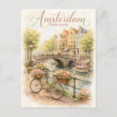 Carte Postale Amsterdam Pays-Bas aquarelle (Devant)