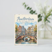 Carte Postale Amsterdam Pays-Bas aquarelle (Debout devant)