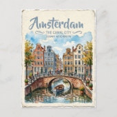 Carte Postale Amsterdam Pays-Bas aquarelle (Devant)