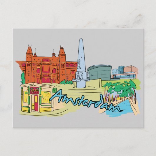 Carte Postale Amsterdam, Pays-Bas Célèbre Ville (Devant)