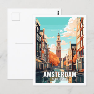 Carte Postale Amsterdam Pays-Bas célèbres lieux de voyage