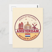 Carte Postale Amsterdam Pays-Bas Emblème de la ville ciel (Devant / Derrière)