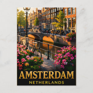 Carte Postale 📍 Amsterdam Pays-Bas Souvenir de Voyage Pour Tour