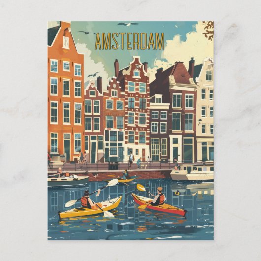 Carte Postale Amsterdam Pays-Bas Travel (Devant)
