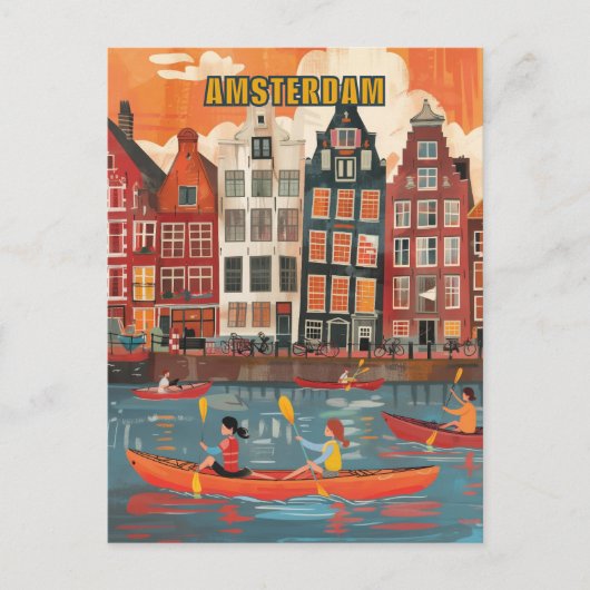 Carte Postale Amsterdam Pays-Bas Travel (Devant)