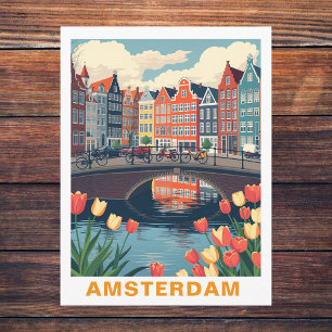 Carte Postale Amsterdam Pays-Bas Ville Voyage Bicyclette