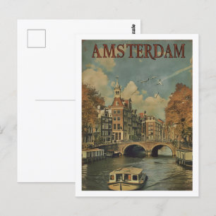 Carte Postale Amsterdam Pays-Bas Vintage célèbre Travel Place