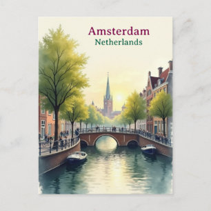 Carte Postale Amsterdam Pays-Bas Vintage Voyage Célèbre