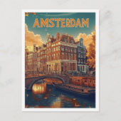 Carte Postale Amsterdam Pays-Bas Voyage d'illustrations Vintages (Devant)