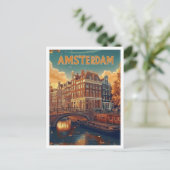 Carte Postale Amsterdam Pays-Bas Voyage d'illustrations Vintages (Debout devant)