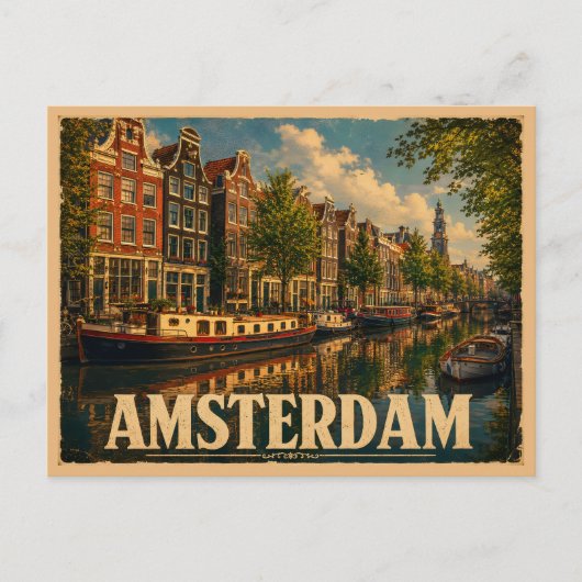 Carte Postale Amsterdam Pays-Bas Voyage Rétro (Devant)