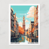 Carte Postale Amsterdam Retro Illustration Travel (Devant)