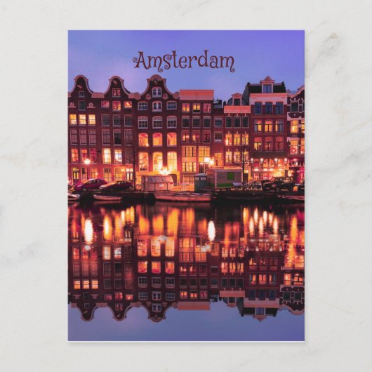 Carte Postale Amsterdam Row Houses sur Canal (Devant)