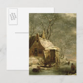 Carte Postale Amsterdam, scène d'hiver, 17ème siècle (Devant / Derrière)