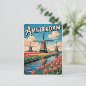 Carte Postale Amsterdam tulip vintage (Debout devant)