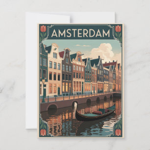 Carte Postale Amsterdam vintage minimaliste