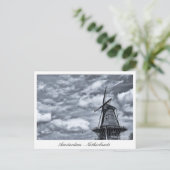 Carte Postale Amsterdam, Windmill, Ciel nuageux - Pays-Bas (Debout devant)
