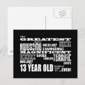 Carte Postale Amusant 13ème anniversaire fête Plus grand treize  (Devant / Derrière)