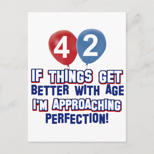 Carte Postale Amusant 42ème année de conception d'anniversaire (Devant)